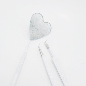 Pinzas de extensión de pestañas de 3 piezas con estilo, juego de regalo, pinzas de acero inoxidable recubiertas de polvo blanco con espejo para pestañas - Product Image 5