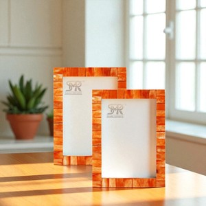 Handcrafted Orange Bone and Resin Inlay Customizable Vibrant Decorative <b>Photo</b> <b>Frame</b> Collection for Living Room Bedroom Office - Product Image 5