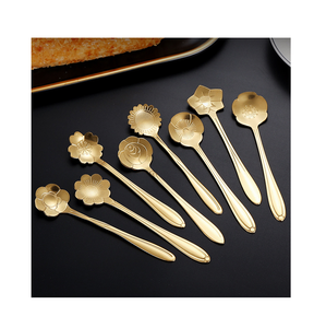 Cuchara de latón Lavavajillas Disponible Comida occidental Estudiante Postre Cuchara redonda para diseño de flores PCs gran oferta - Product Image 2