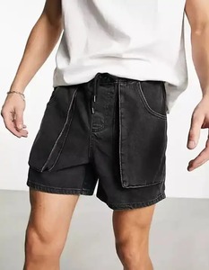 Short délavé à l'acide pour hommes 100% coton polaire éponge française personnalisable Sun Faded High Street Vintage Washed Mesh Shorts - Product Image 3
