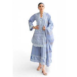 Traje de 3 Piezas para Mujer con Bordado de Zari y Lentejuelas, con Dupatta Estampada DN-52037 - Product Image 4