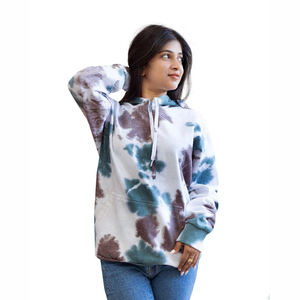 Vente chaude pulls à capuche décontractés pour femmes de haute qualité 100% coton Logo personnalisé respirant cravate conception de teinture Style à la mode - Product Image 4