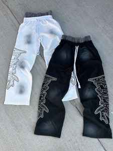 Pantalons de survêtement à jambe droite avec logo personnalisé OEM, double taille, poids lourd 465 g/m², tissu éponge français gris, pantalon de survêtement ample pour homme - Product Image 4