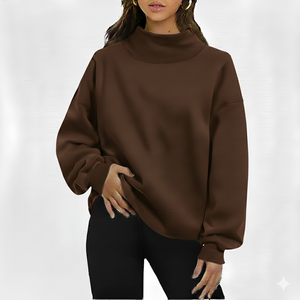 Suéter de Cuello Alto para Mujer, Estilo Holgado, Alta Calidad, Servicio OEM, Ropa de Moda Cómoda para Invierno - Product Image 1