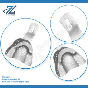 Plateau d'empreinte dentaire supérieur en acier inoxydable à dents partielles, dentition partielle maxillaire # 2 arches supérieures, usage dentaire professionnel - Product Image 4