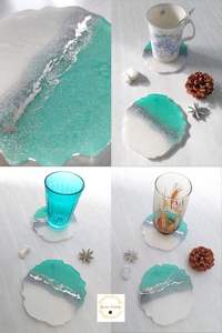 Events Decoration Christmas Felt Drink <b>Coasters</b> Custom Resin Handmade <b>Blue</b> <b>Coasters</b> for Tables Decors - Product Image 5