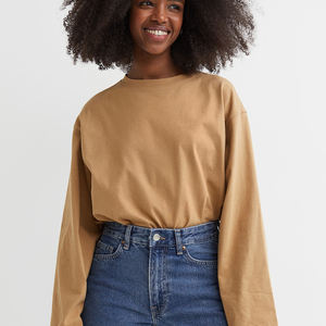 Sudadera de cuello redondo 100% de algodón personalizada para mujer, jersey básico, sudaderas de cuello redondo - Product Image 2