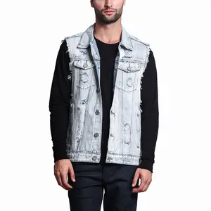 High Quality Denim Vest For Mans In Blue Color Plain Dyed Breathable Cotton Polyester Made Vest With Pockets