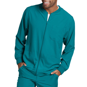 Chaqueta médica para hombre con logotipo personalizado, cómoda tela elástica de LICRA y poliéster, uniforme médico de Enfermería de Color sólido para hospitales - Product Image 3