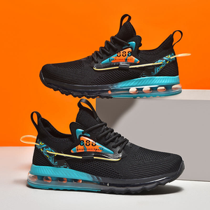 Chaussures de sport décontractées respirantes pour hommes, grandes tailles, noir/vert, avec amorti, logo personnalisé OEM - Product Image 6