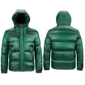 Men's Beige Puffer <b>Jacket</b> Stand Collar Zipper Closure Windproof Casual Winter Coat Polyester Wadding Thick Regular Fit 2026 - Product Image 6