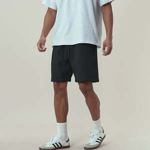 Pantalones Cortos Deportivos de Algodón con Forro Polar Gris Estilo Urbano para Hombre, al por Mayor, Lisos, con Cordón y Cintura Elástica - Product Image 3