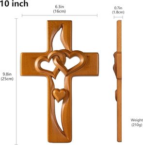 Marriage Cross Wall <b>Decor</b> Handmade Painted Wooden Intertwined Heart Lightweight Wedding <b>Valentine</b> Christmas Gift - Product Image 3