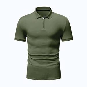 Polo à manches courtes zippé en coton respirant de grande taille pour hommes, vêtements décontractés à motif uni, avec logo personnalisé et couleur - Product Image 2