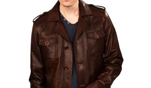 Chaqueta de cuero ajustada informal para hombre personalizada 2024 estilo de motocicleta de invierno con cierre de botón de cuero Natural - Product Image 4