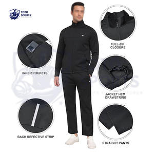 Ensemble de survêtement pour homme, léger, confortable, coupe ajustée, respirant, veste et pantalon personnalisés avec fermeture éclair, pour toutes les saisons - Product Image 2