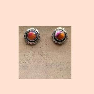 Hermoso Navajo Pink Dream y pendientes circulares de plata de ley, pendientes de tuerca para uso étnico, regalo para ella - Product Image 2