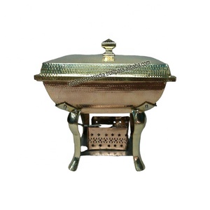 Chauffe-plat rectangulaire de luxe de qualité supérieure plat de service martelé en laiton et en cuivre chauffe-plats pour buffet à vendre - Product Image 1