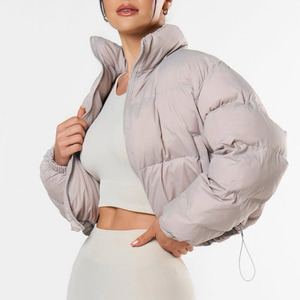 Veste courte matelassée d'hiver pour femme avec logo personnalisé, veste à bulles décontractée, chaude, isolée, épaisse, pour femmes - Product Image 3