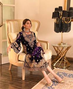 El último diseñador de ropa de fiesta India Top de terciopelo viscosa pesada con Pent - Product Image 3