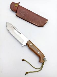 Cuchillo de hoja fija Bushcraft hecho a mano Tang completo de acero D2 mango de madera con Funda de cuero genuino cuchillo de regalo de Navidad - Product Image 4