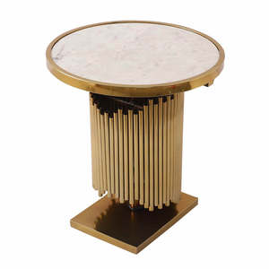Meilleure vente de table d'appoint avec cadre en métal et dessus rond en marbre pour la maison et le salon à un prix abordable - Product Image 4
