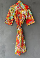 Kimono de algodón hecho a mano para mujer, ropa de playa, Kimono, bata de noche india, ropa de dormir de algodón, kimono con estampado Floral