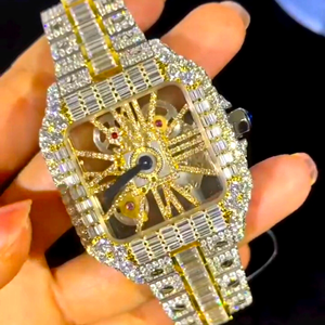 Relojes de joyería de moda de lujo, reloj de cuarzo de moda de acero inoxidable personalizado para hombres y mujeres, reloj de diamantes con hielo, reloj Moissanite - Product Image 4