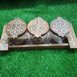 ชุดถาดเผาโบนเลย์และที่ใส่ไม้บาคโคพร้อมฐานดอกไม้ตกแต่งบ้านจากอินเดียโดย falak World - Product Image 3