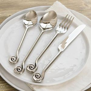 Juego de cubiertos de plata y metal superventas con mango en espiral giratorio para el hogar y la boda, juegos de cubiertos de mesa - Product Image 3