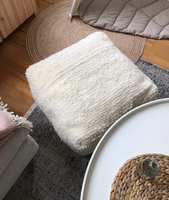 Tout blanc Grand tapis en laine Coussins de sol Classique Fait à la main Poufs en laine marocaine Carré Ottoman Décoration intérieure Style Boho
