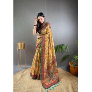 Magnifique saree Kalamkari imprimé en coton Malai Saree traditionnel indien ethnique pour vêtements décontractés et de fête de grossiste - Product Image 1