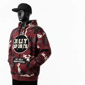 Sudadera con Capucha Premium de Felpa de 330 GSM, Cierre Completo, Camuflaje Urbano, Marrón y Negro, con Logotipo Bordado Personalizado - Product Image 5