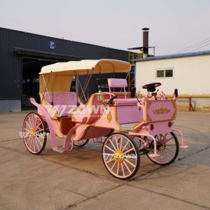 Practical Beautiful Pink Electric 4-Wheel Wedding Luxury Royal Princess Horse Drawn Carriage Grand Park Cruises Sightseeing - Product Image 2