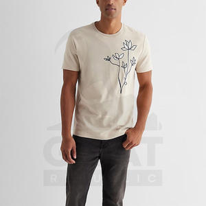 Custom <b>Logo</b> High Quality Embroidery Heavy Weight Regular Fit Cotton Drop Shoulder Canvas Quick Dry Eco-Friendly T Shirts Men - Product Image 5