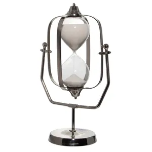 Sablier en verre de luxe au design Art Déco, 24 heures et 10 minutes, pour le bureau, la maison, cadeau avec revêtement doré - Product Image 2