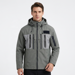 Veste de pêche pour homme, grande taille, respirante, séchage rapide, UPF 50, imperméable, polyester, fermeture éclair, gris uni, vêtements d'extérieur - Product Image 6