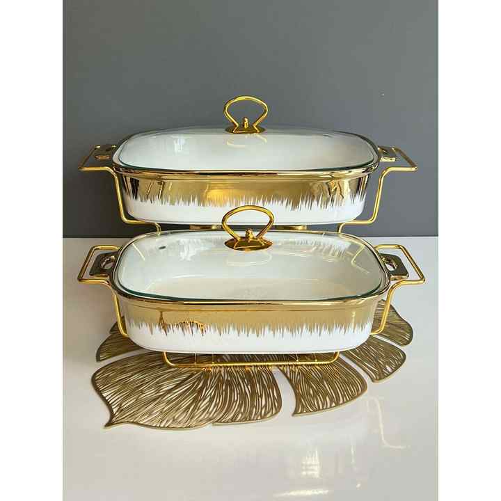 White Gold Heated Rectangular 2-Piece Pot Large