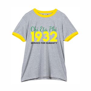Chi Eta Phi 1932 hermandad y fraternidad sarga bordado Ringer camiseta/Camisetas Camiseta poliéster de alta calidad/Material de algodón - Product Image 1