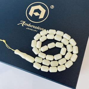 Misbaha en ambre blanc de la Baltique, petites perles en forme de baril, perles de prière islamiques naturelles - Product Image 4
