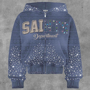 Servicio de OEM Sudaderas con capucha de lavado ácido de gran tamaño con estampado de hojaldre Fleece Rhinestone Streetwear Hip Hop Pullover Sudadera - Product Image 3