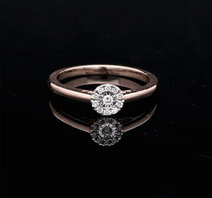 Elegante anillo de oro amarillo de 14 quilates con racimo de diamantes naturales de corte redondo en Ajuste de Halo para mujer Diseño clásico de inspiración floral - Product Image 2