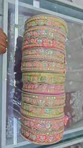 Vente en gros 1 pièce Bordure en dentelle à sequins brodée Sabyasachi indienne 100% polyester Écologique Style vintage Perles - Product Image 4