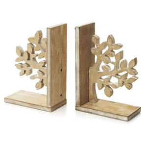 Sujetalibros de madera de acacia y mango de estilo moderno hecho a mano con base de metal pesado para estantes de oficina y sujeción de libros - Product Image 4