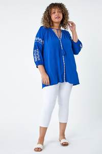 Femmes bohème ethnique coton Vyshyvanka Style Blouse robe lin XS été décontracté Blouse brodé tissé motif cloche - Product Image 4