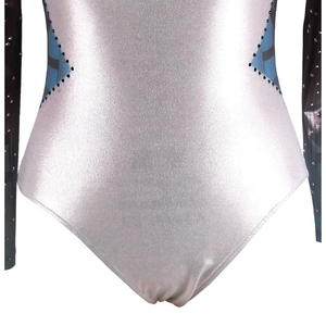 Maillot de Gimnasia Rítmica Personalizado con Pedrería, Tela Gris Degradada Mystique, Cómodo y Duradero de Poliéster - Product Image 4