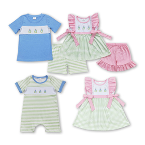 Ensemble de Pâques pour enfants OEM/ODM/RTS, motif lapin rose et vert à carreaux, vêtements pour enfants - Product Image 2