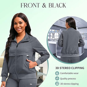 Spandex Stretch Zip Front Nurse <b>Scrubs</b> Hospital Uniform <b>Scrub</b> Jacket Medical Jacket for Women Summer Winter Hospital <b>Scrubs</b> - Product Image 5