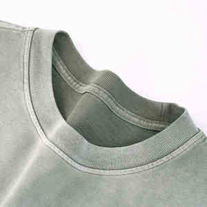 T-shirt pour homme en coton 100% lourd, col rond, court, surdimensionné, tissu tricoté léger avec imprimé motif bambou uni, personnalisable - Product Image 3