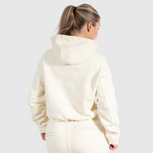 Women's Cotton Fleece Drawstring Hoodie Cropped Active Training Sports Top 3D Embroidery Winter Oversized Outerwear - Product Image 2